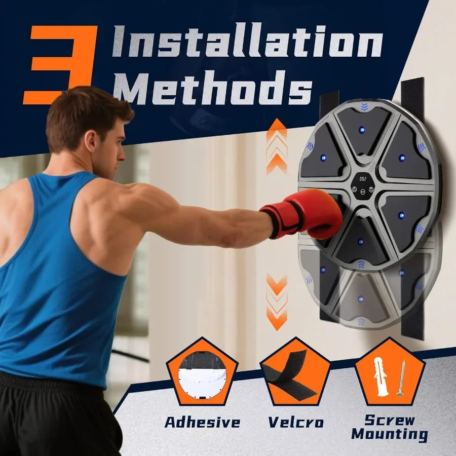 Interactive Music Boxing Machine for Adults and with LED Lights and Sound Effects WallMounted Punching Pad with Bluetooth Conne