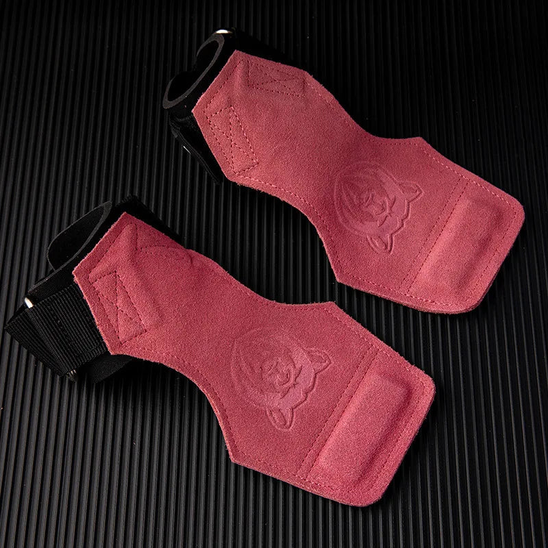 Genuine Leather Lifting Palm Protection Gym Gloves Pull Up Assist Wrist Support Bear Motif Cowhide Weightlifting Equipment