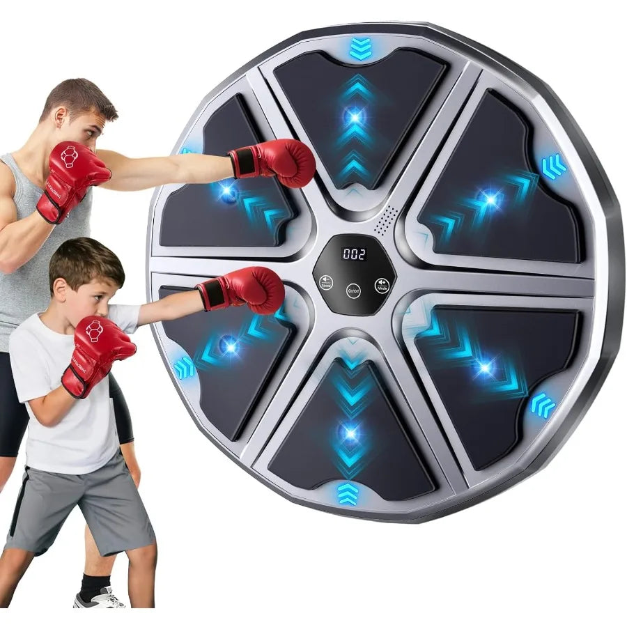 Interactive Music Boxing Machine for Adults and with LED Lights and Sound Effects WallMounted Punching Pad with Bluetooth Conne