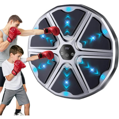 Interactive Music Boxing Machine for Adults and with LED Lights and Sound Effects WallMounted Punching Pad with Bluetooth Conne